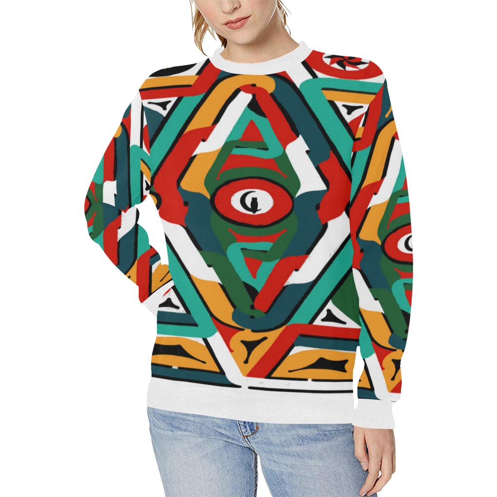 TEMBE ART Women's Rib Cuff Crew Neck Sweatshirt