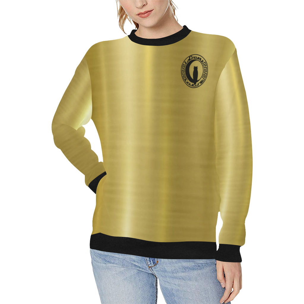 GOLDIE CHOUETT Women's Rib Cuff Crew Neck Sweatshirt (Model H34)