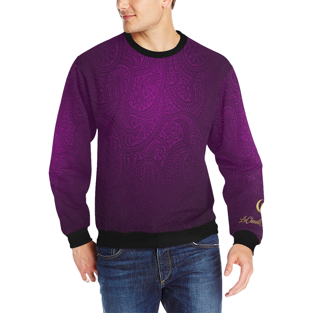LUXURY GANG GRAPE Men's Rib Cuff Crew Neck Sweatshirt