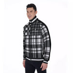 FLEXIN PLAID GREY Men's Stand Collar Jacket