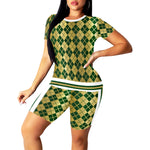 ARLEQUIN GREEN Women's Short Yoga Set