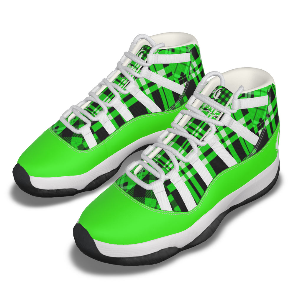 FLEXIN PLAID GREEN Men's High Top Basketball Shoes