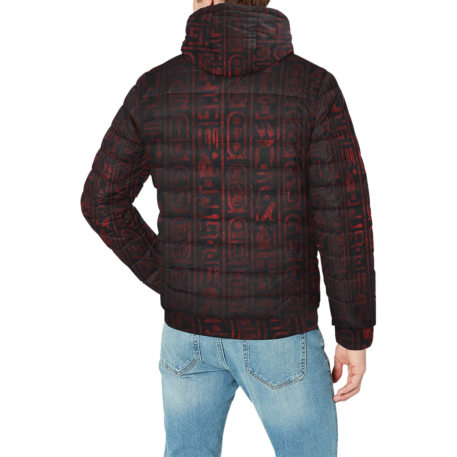 HIEROGLYPH RED PADDED HOODIE JACKET Men's Padded Hooded Jacket