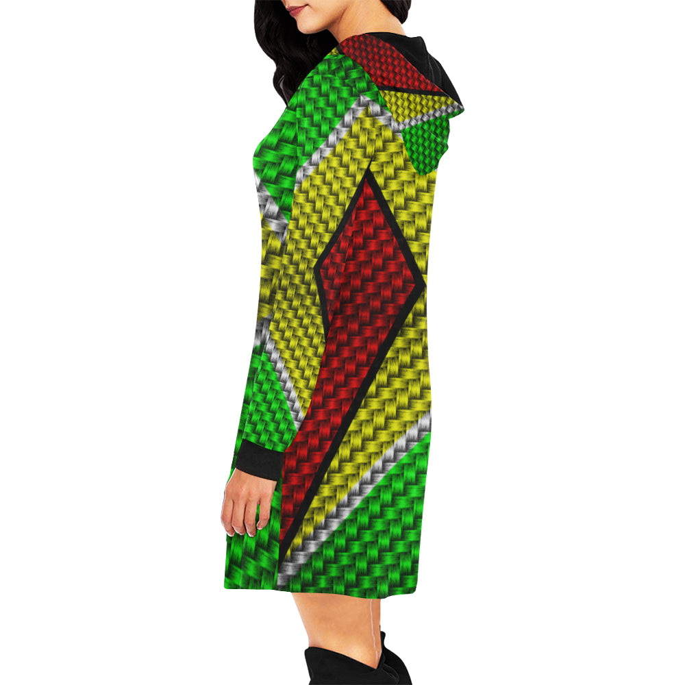 GUYANA FLAG All Over Print Hoodie Mini Dress