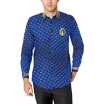 DELUXE BLUE Men's All Over Print Casual Dress Shirt