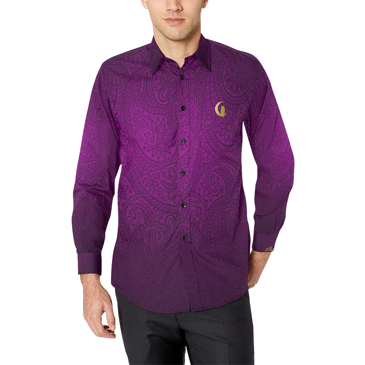 LUXURY GANG PURPLE Men's All Over Print Casual Dress Shirt (Model T61)