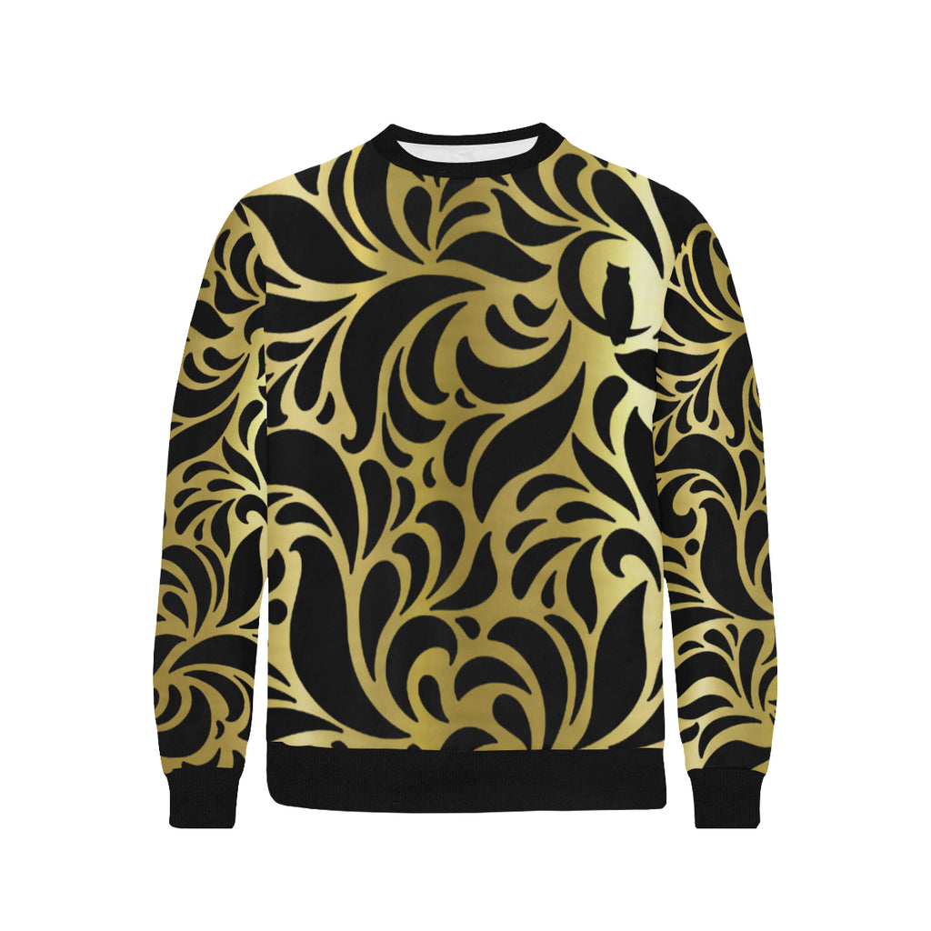 GORGIOUS GLDBLCC LEAF Men's Rib Cuff Crew Neck Sweatshirt