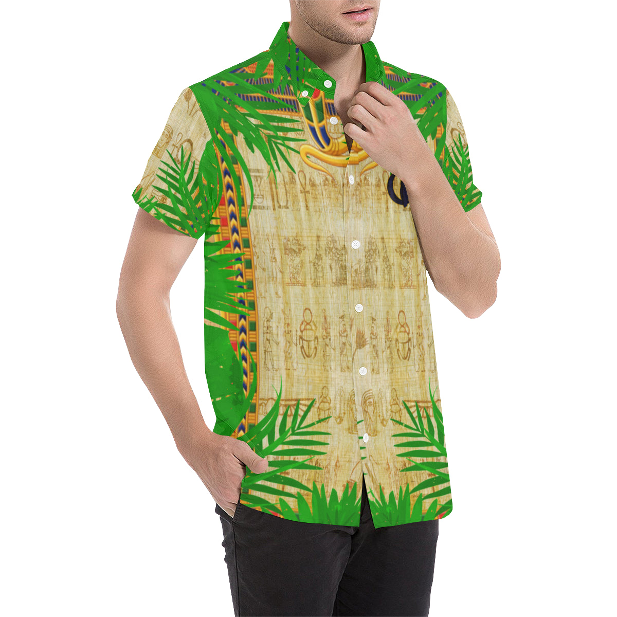 TROPICAL PAPYRUS Men's All Over Print Short Sleeve Shirt