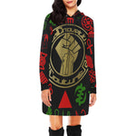 KMT WORLD FIST UP All Over Print Hoodie Mini Dress