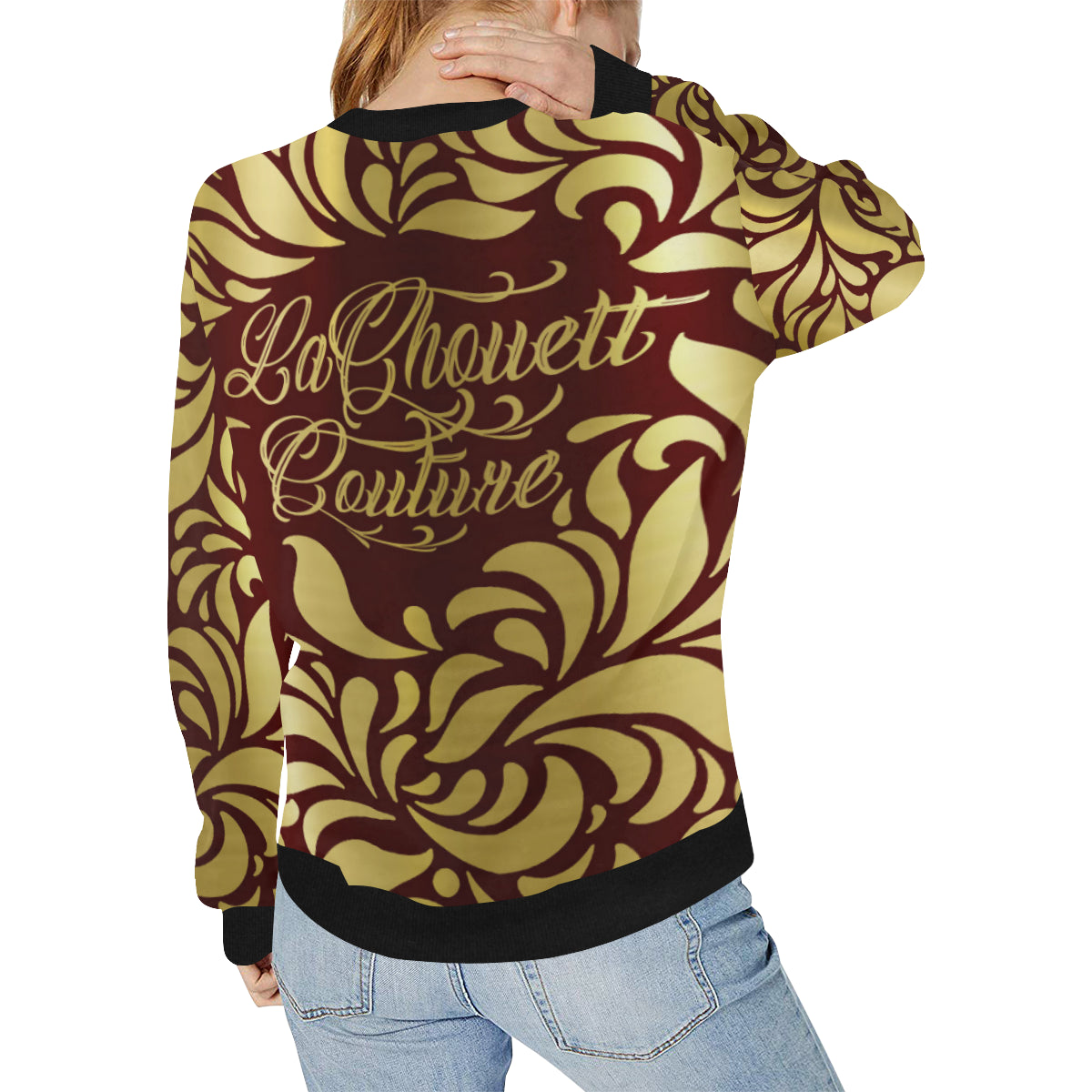 GORGIOUS LEAF BRDX Women's Rib Cuff Crew Neck Sweatshirt (Model H34)