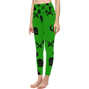 DRILLIN GREEN All Over Print High-Waisted Leggings