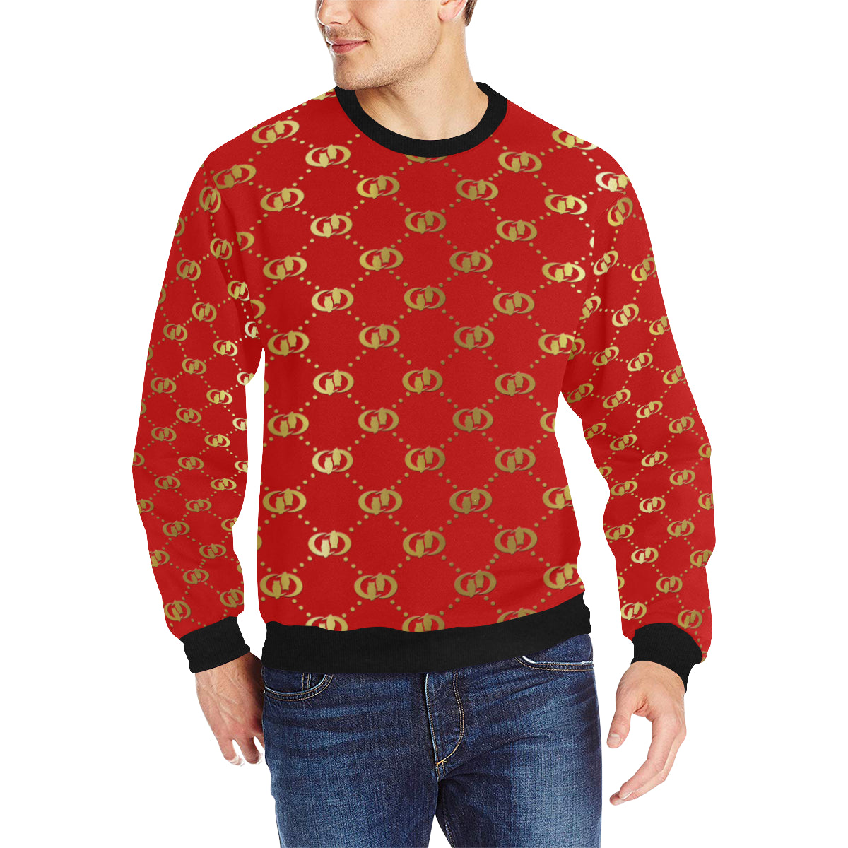 EXCELLENCE RDGLD Men's Rib Cuff Crew Neck Sweatshirt
