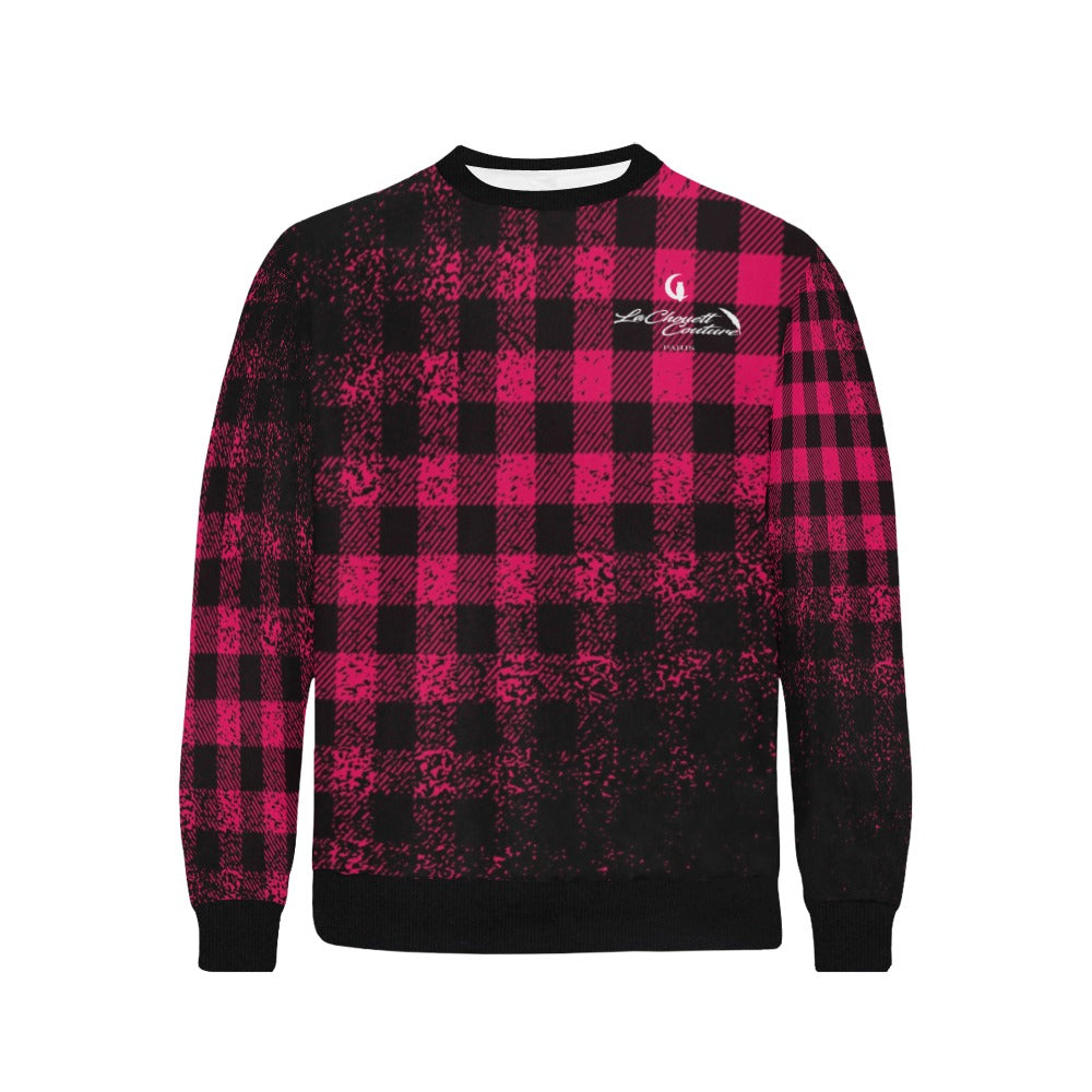DUSTY PLAID Rib Cuff Crew Neck Sweatshirt