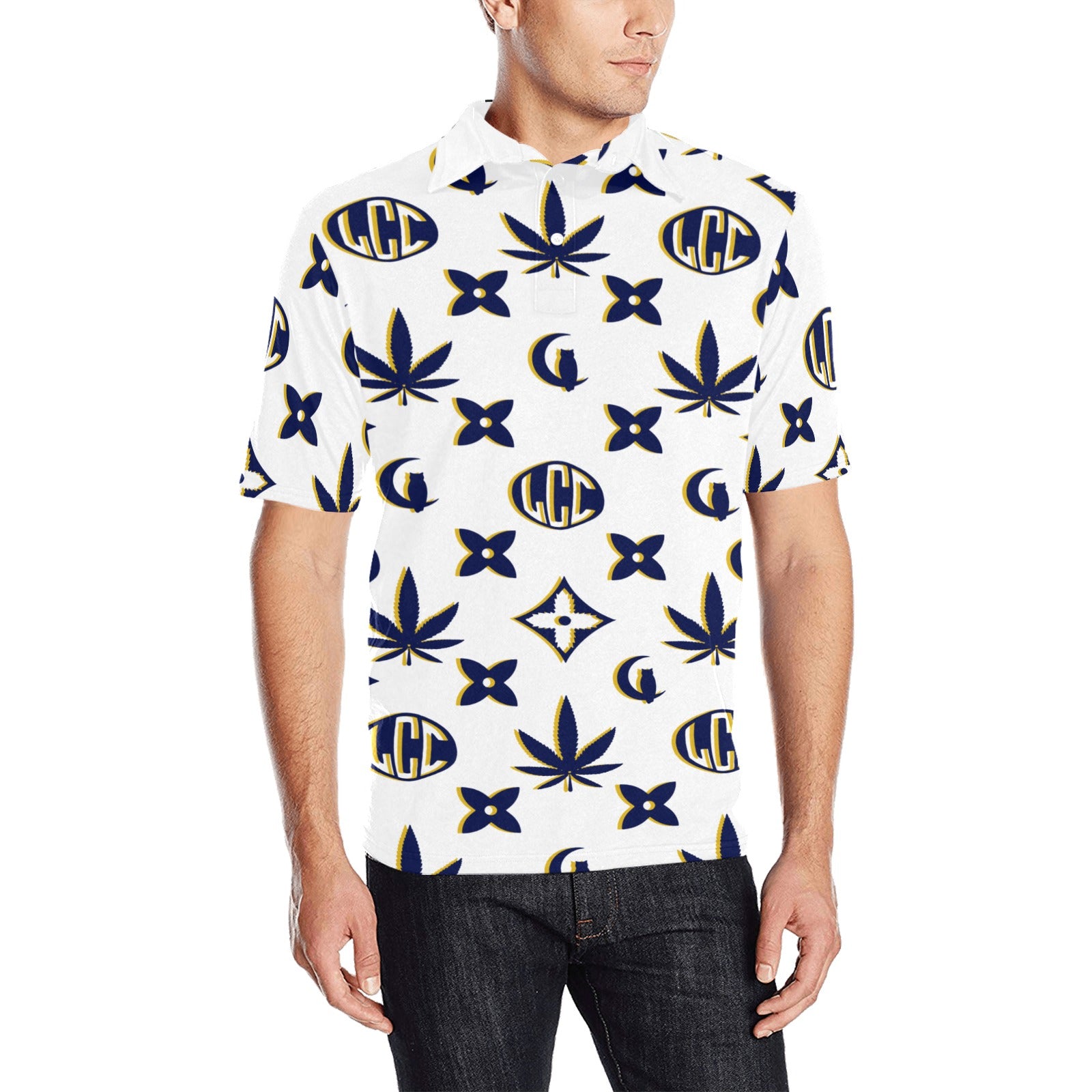 LCC WEEDY COLORS Men's All Over Print Polo Shirt