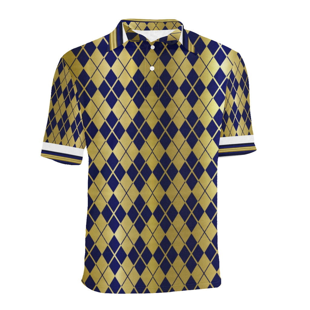 ARLEQUIN BLUE Men's All Over Print Polo Shirt