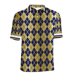 ARLEQUIN BLUE Men's All Over Print Polo Shirt