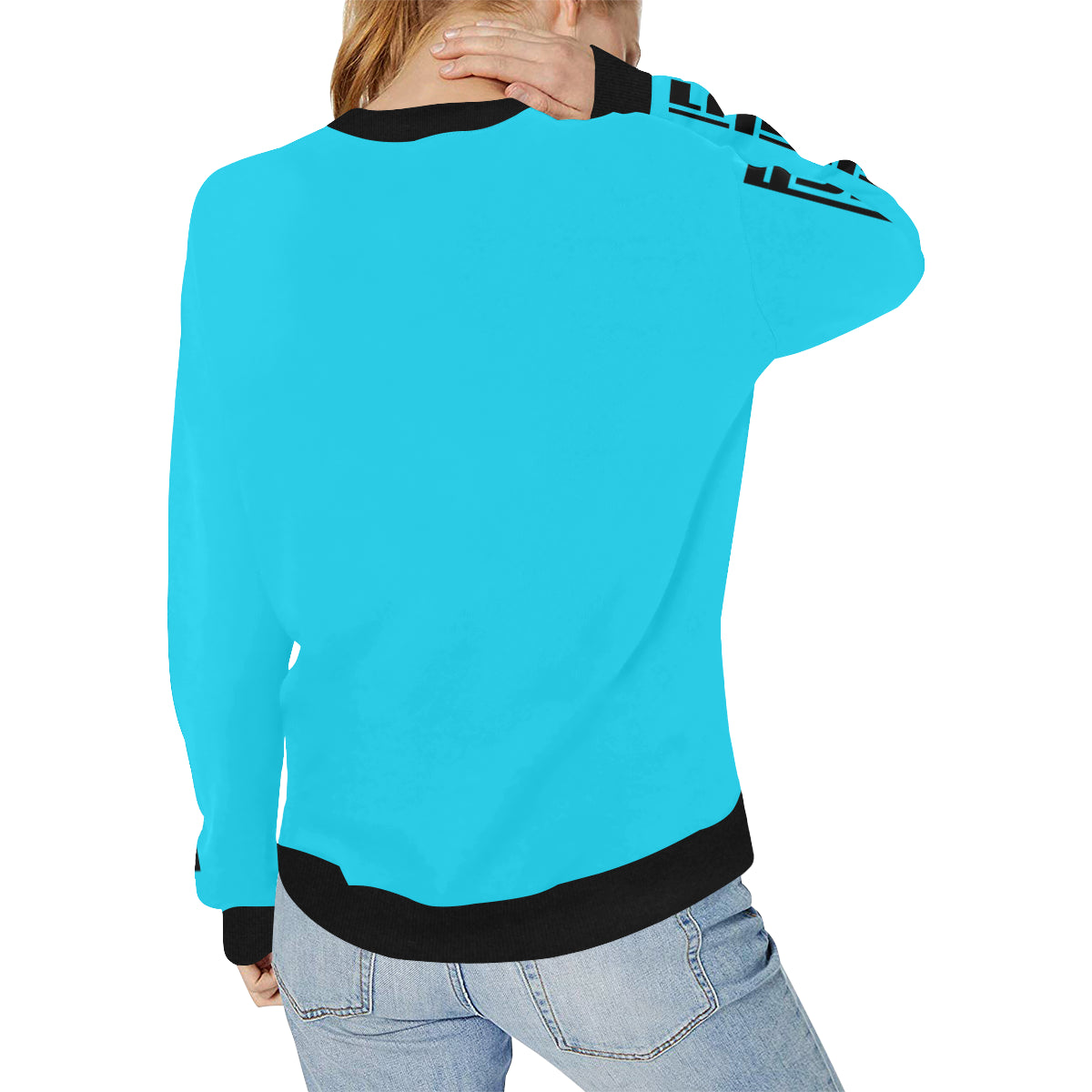 BLACC BORDER TRQSE Women's Rib Cuff Crew Neck Sweatshirt