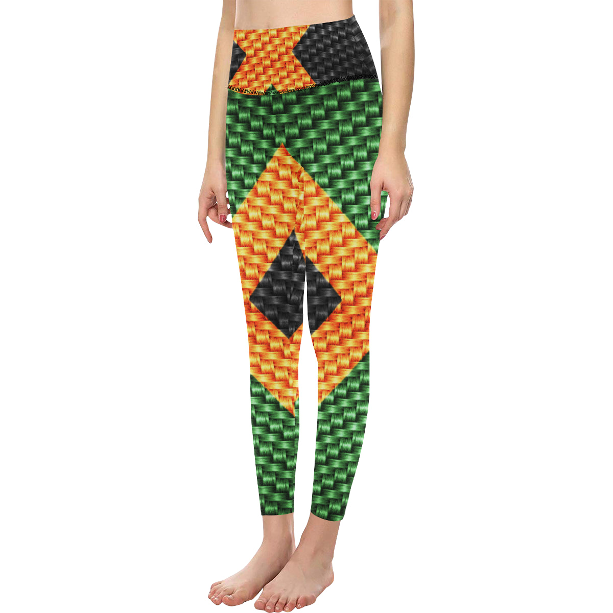 JAMAICA FLAG All Over Print High-Waisted Leggings (Model L36)
