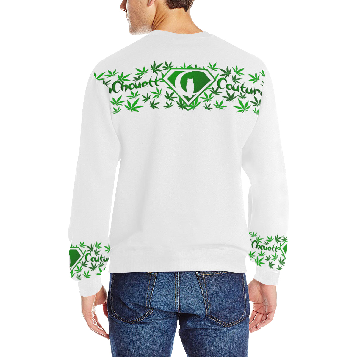 SUPER DANK WHT Men's Rib Cuff Crew Neck Sweatshirt