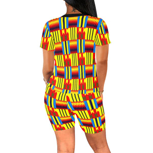 KENTE BLUE Women's Short Yoga Set