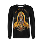 SEKHMET GODDESS BL Women's Rib Cuff Crew Neck Sweatshirt (Model H34)
