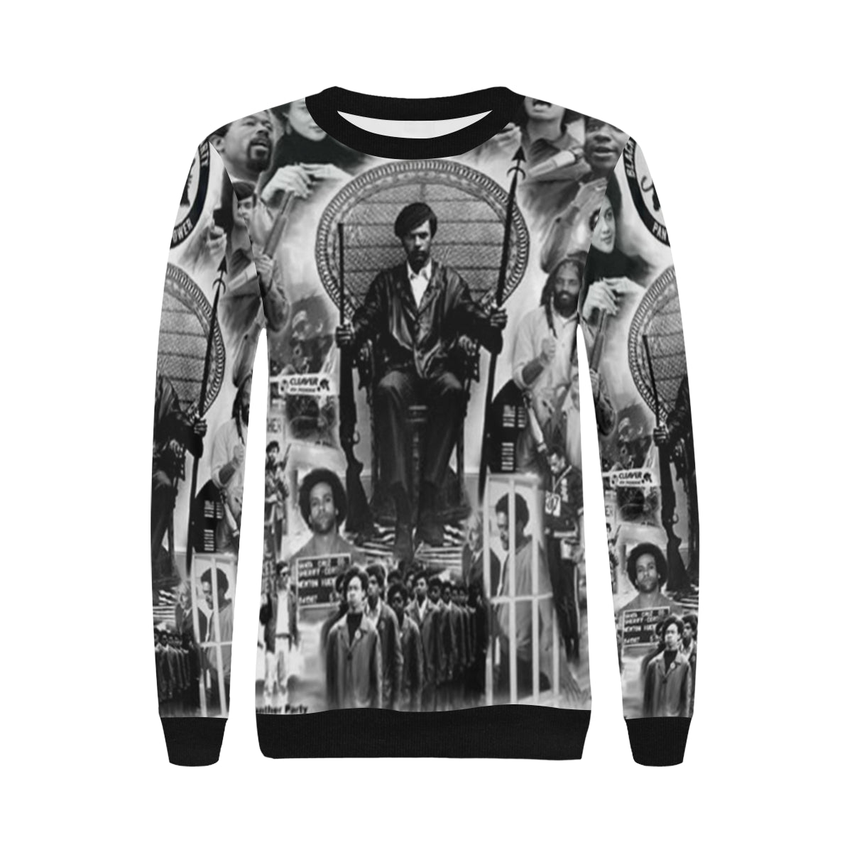 BLACK PANTHER PARTY Women's Rib Cuff Crew Neck Sweatshirt