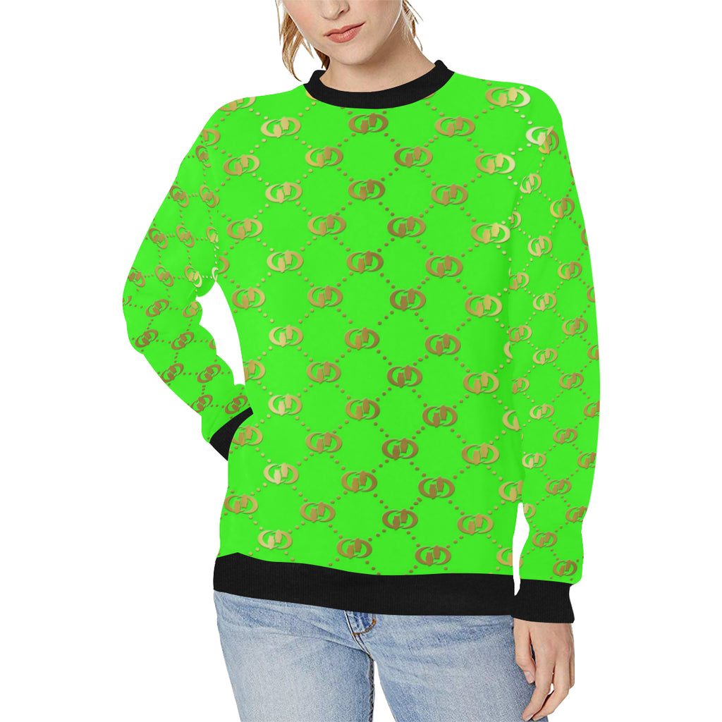 EXCELLENCE SKUNKGLD Women's Rib Cuff Crew Neck Sweatshirt (Model H34)