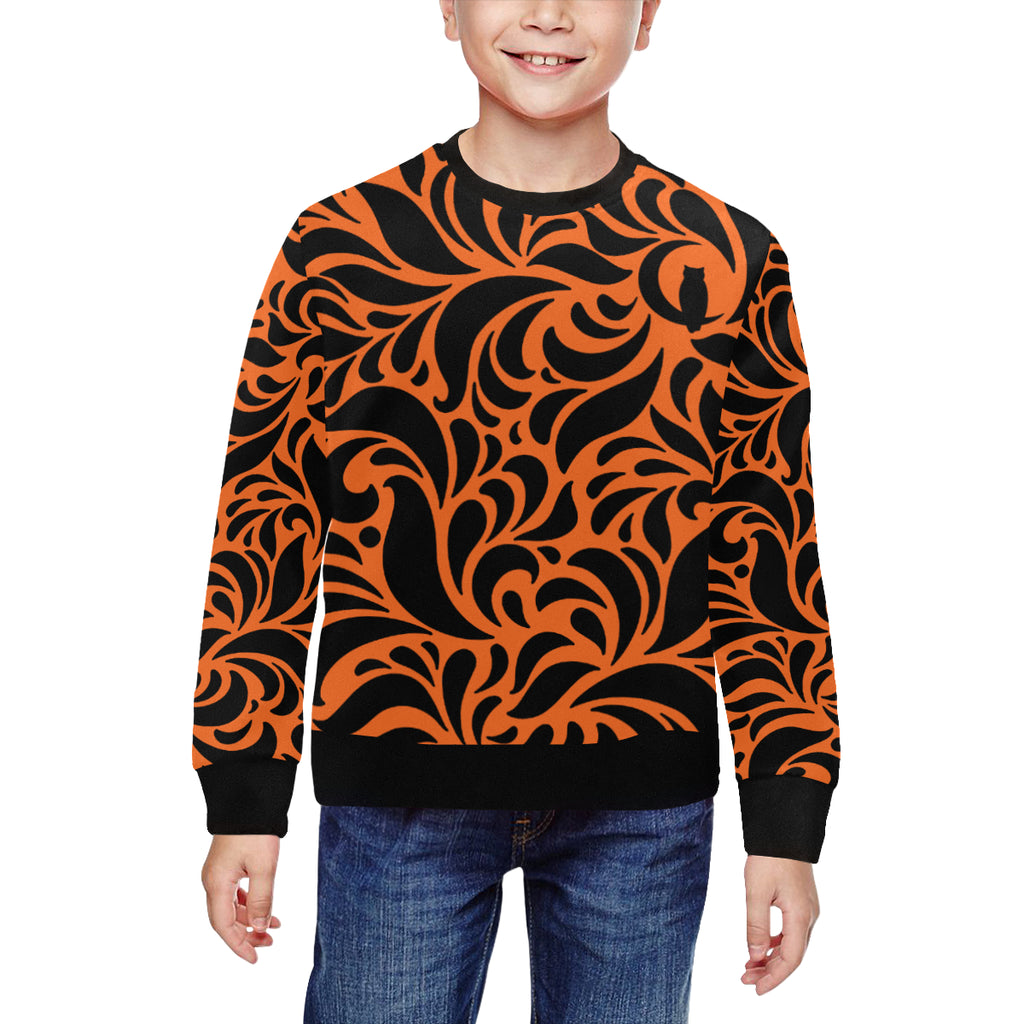 GORGIOUS LEAF ORANGE All Over Print Crewneck Sweatshirt for Kids (Model H29)