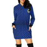 PRESTIGE BLUE All Over Print Hoodie Mini Dress (Model H27)