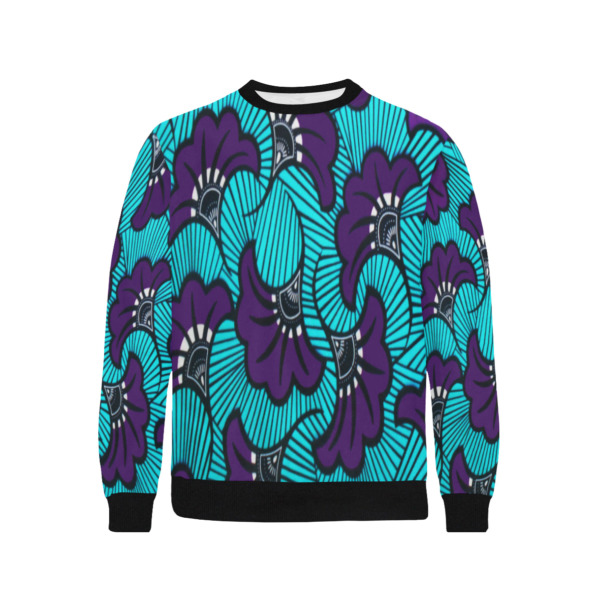 AFRIKA FLOWER Men's Rib Cuff Crew Neck Sweatshirt