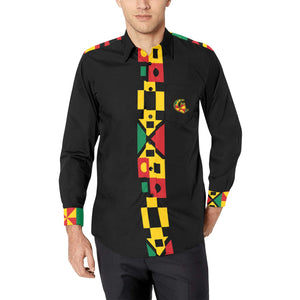 KENTE BUTAN Men's All Over Print Casual Dress Shirt