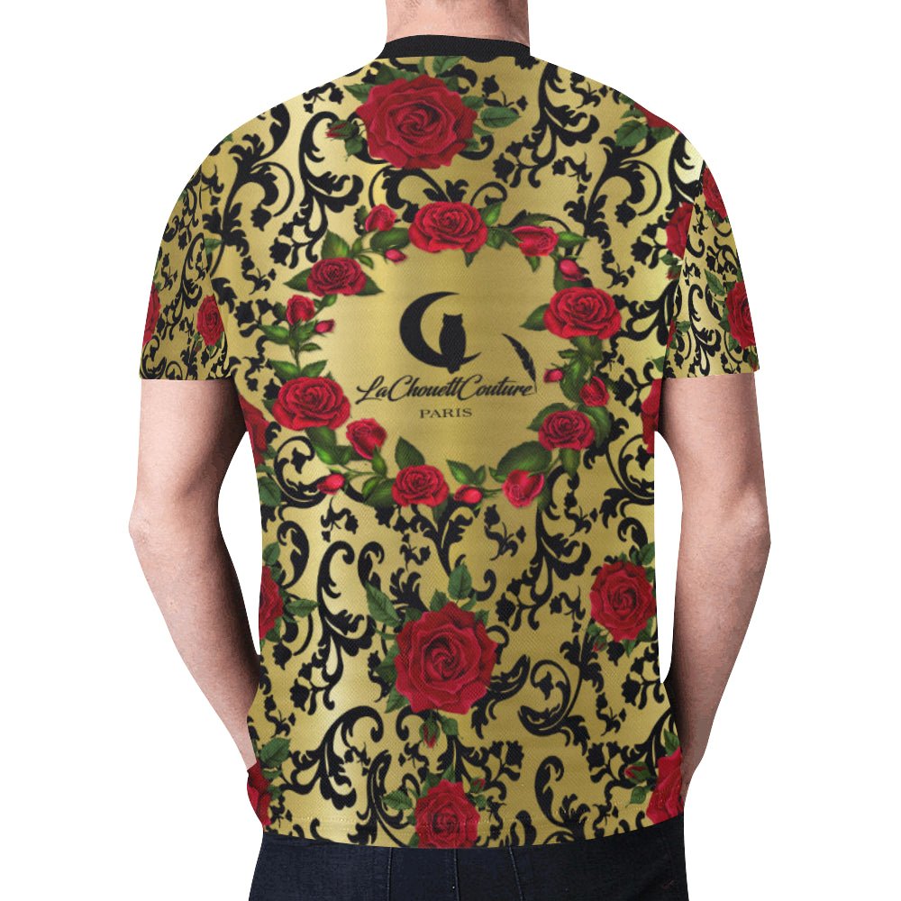 RED ROSES GOLD New All Over Print T-shirt for Men