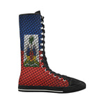 HAITI FLAG Canvas Long Boots For Women Model 7013H