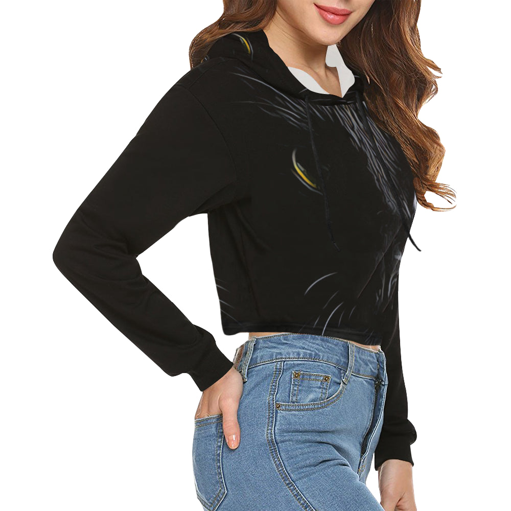 BASTET CAT All Over Print Crop Hoodie for Women