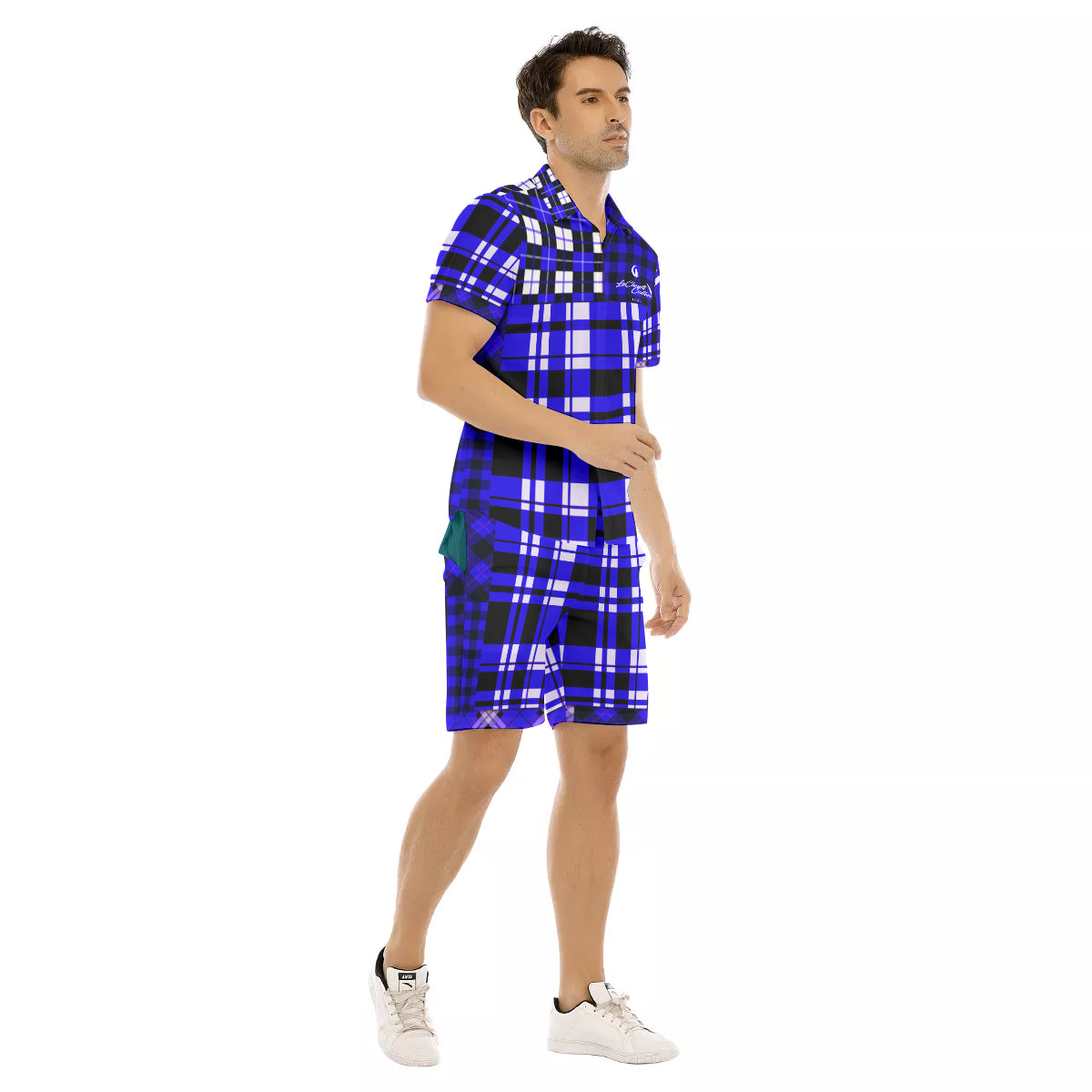 FLEXIN PLAID BLUE Men's Short Sleeve Shirt Sets