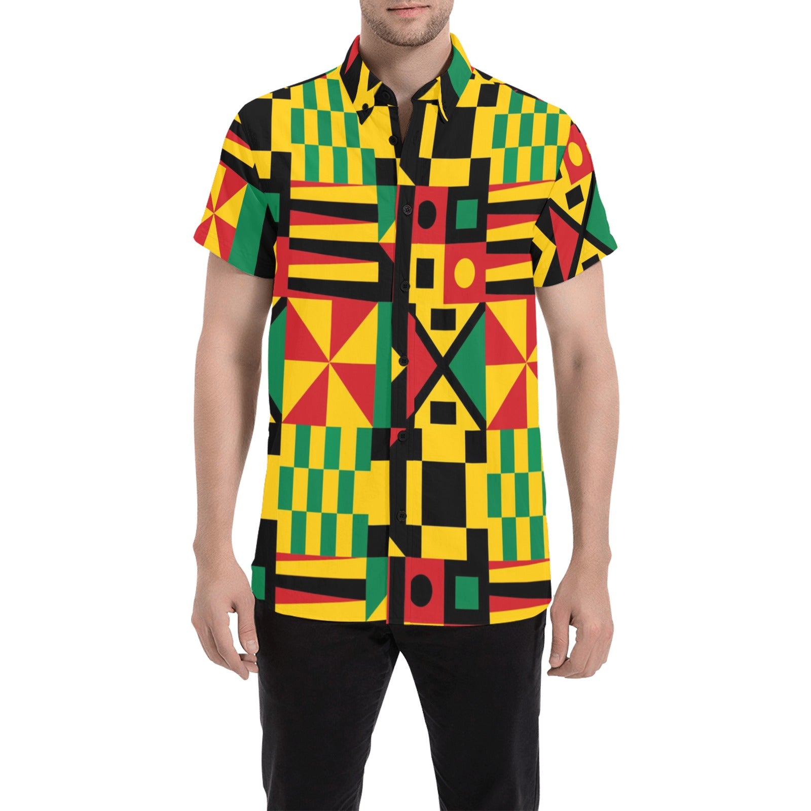 KENTE BUTAN Men's All Over Print Short Sleeve Shirt