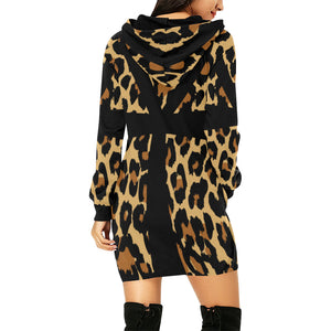 CHEETAH ANKH All Over Print Hoodie Mini Dress