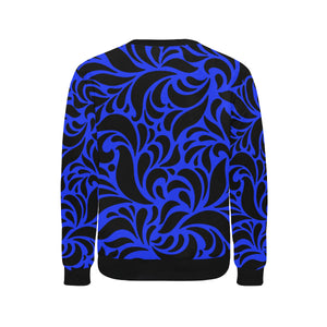 GORGIOUS BLUE LEAF Men's Rib Cuff Crew Neck Sweatshirt