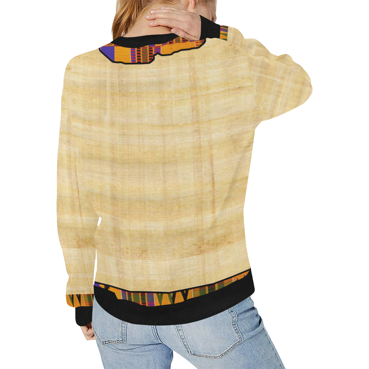 NILE VALLEY Women's Rib Cuff Crew Neck Sweatshirt (Model H34)