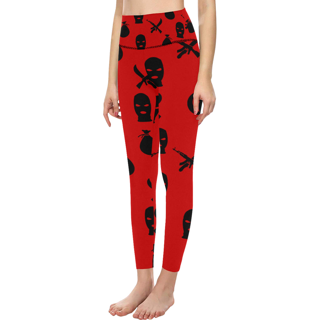 DRILLIN RED All Over Print High-Waisted Leggings