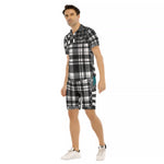 FLEXIN PLAID GREY Men's Short Sleeve Shirt Sets