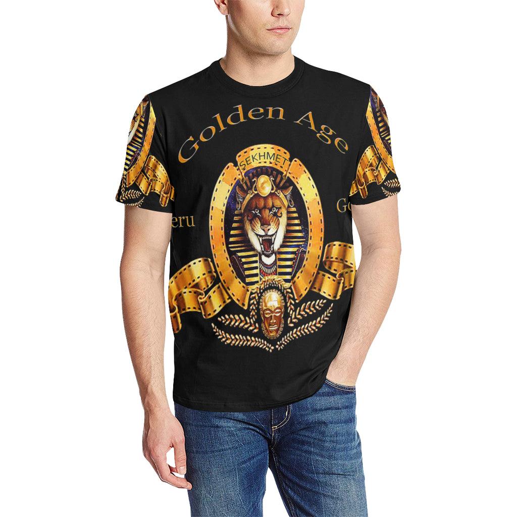 SEKHMET GODDESS B Men's All Over Print T-Shirt (Solid Color Neck) (Model T63)