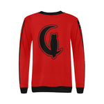 LCC BLACC BORDER RED Women's Rib Cuff Crew Neck Sweatshirt (Model H34)