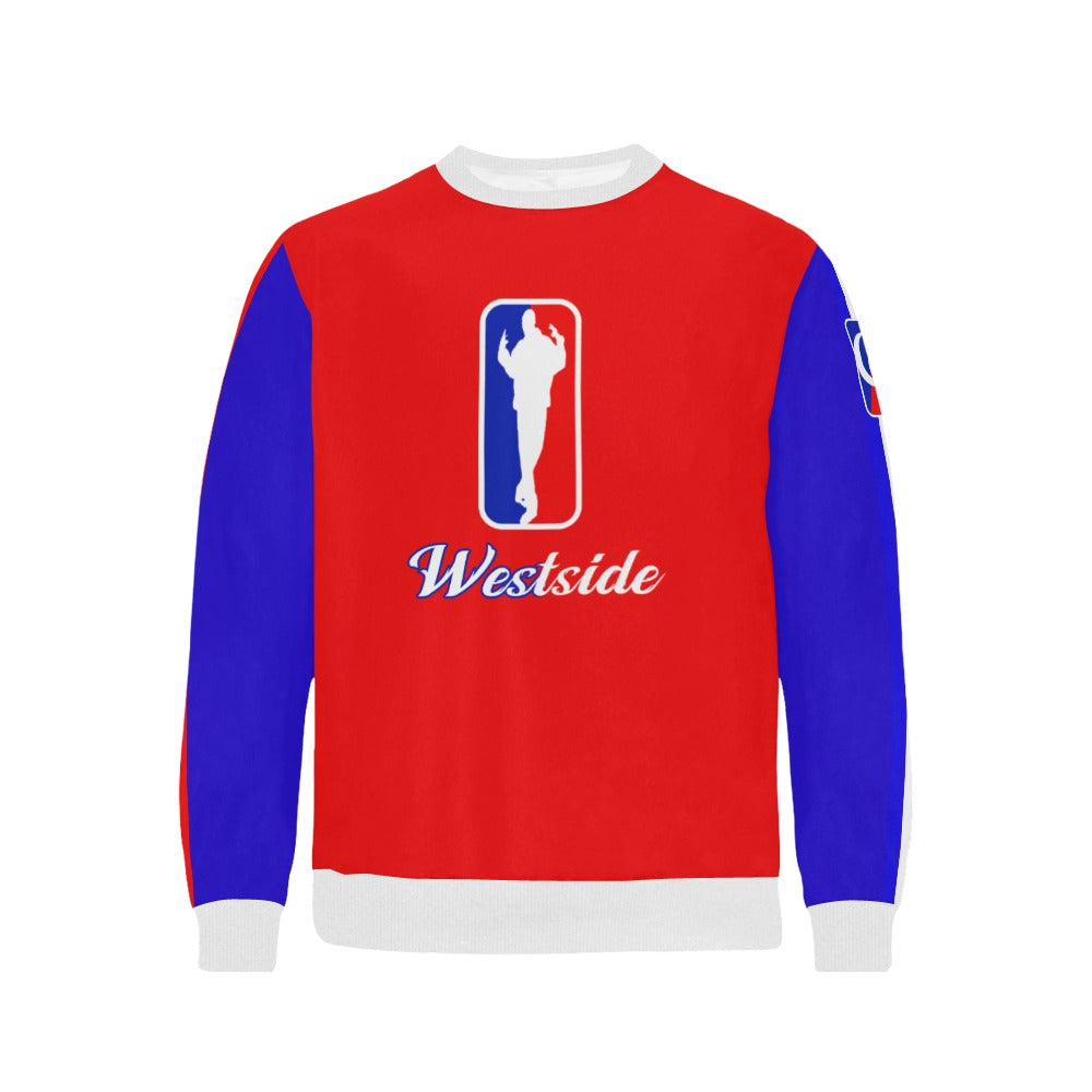 WESTSIDE Men's Rib Cuff Crew Neck Sweatshirt