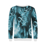 INFINITY BLUE COSMOS Women's Rib Cuff Crew Neck Sweatshirt (Model H34)