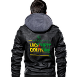 YANA GRUNDGE Leather Motorcycle Jacket with Removable Hood