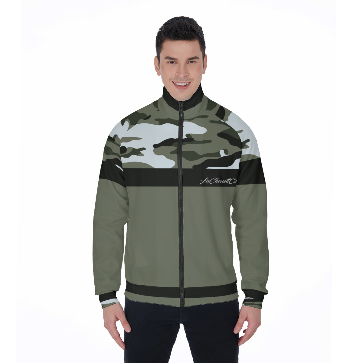 CAMOUFLAGE GRIS Stand Collar Jacket