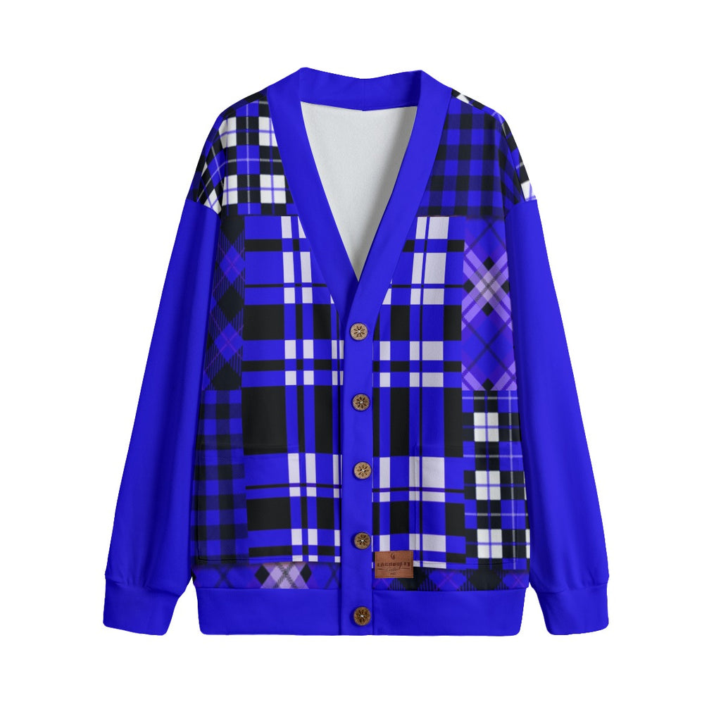 FLEXIN FLANNEL BLEU Unisex Cardigan With Button Closure