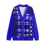 FLEXIN FLANNEL BLEU Unisex Cardigan With Button Closure