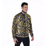 GORGEOUS LEAF BLUE Men's Stand Collar Jacket